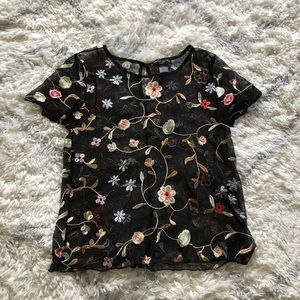 Sheer flower tee